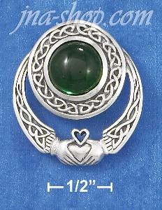 Sterling Silver ANTIQUED CELTIC CLADDAGH SLIDE PENDANT W/10MM RO