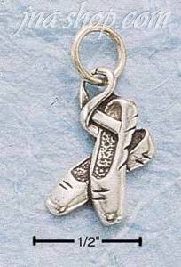 Sterling Silver ANTIQUED BALLET SLIPPERS CHARM