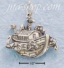 Sterling Silver ANTIQUED NOAH'S ARK CHARM