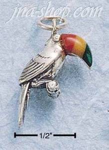 Sterling Silver TOUCAN W/ THREE COLOR STONE BILL CHARM (MAL-CORA