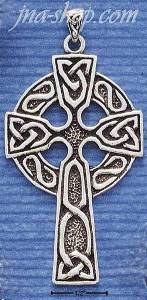 Sterling Silver LARGE ANTIQUED CELTIC CROSS CHARM