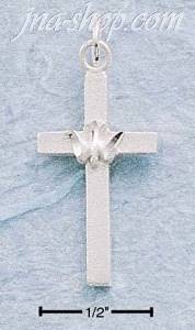 Sterling Silver PLAIN FLAT CROSS W/ DC PEACE DOVE