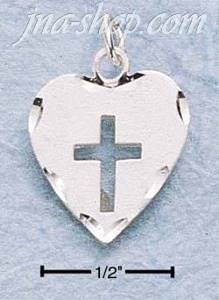 Sterling Silver DC HEART W/ CUTOUT CROSS