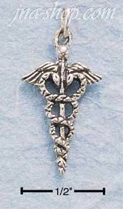 Sterling Silver ANTIQUED CADUCEUS CHARM