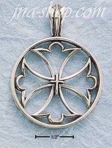 Sterling Silver ROUND OPEN CROSS CHARM