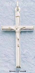 Sterling Silver LARGE ITALIAN TUBULAR CRUCIFIX