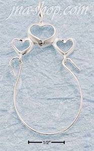 Sterling Silver TRIPLE OPEN HEART CHARMHOLDER