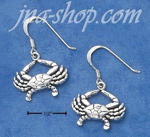 Sterling Silver CRAB DANGLE FRENCH WIRE EARRINGS