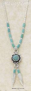 Sterling Silver 16" LS NECKLACE W/ TURQUOISE HESHI & RND TURQUOI