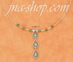 Sterling Silver 16"-20" ADJ NECKWIRE W/ 4MM PER BDS & TRIPLE RND