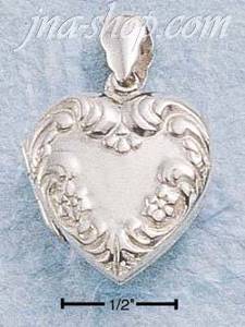 Sterling Silver FLORAL EMBOSSED HEART LOCKET