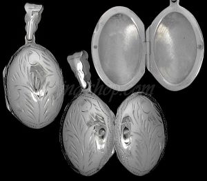 Sterling Silver OVAL ENGRAVED LOCKET