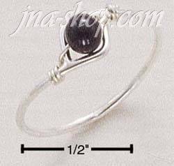 Sterling Silver WIRE RING WITH ONYX BEADS SIZES 4-10