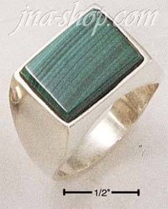 Sterling Silver MEN'S RECTANGULAR MALACHITE RING