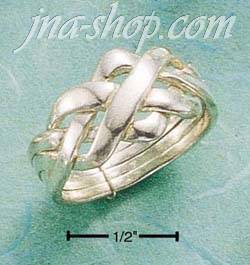 Sterling Silver FOUR BAND WIDE PUZZLE RING SIZES 4-13