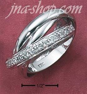 Sterling Silver WOMENS 3MM 3 BAND SLIDE RING - 2 HIGH POLISH & 1