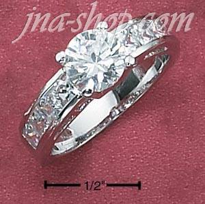 Sterling Silver WOMENS 7MM ROUND CZ RING W/ PRINCESS CUT CZ BAND