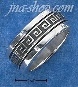 Sterling Silver MENS ANTIQUED GREEK KEY SPINNER RING (8-13)