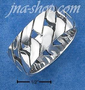 Sterling Silver UNISEX 10MM OPEN HERRINGBONE BAND (7-13)