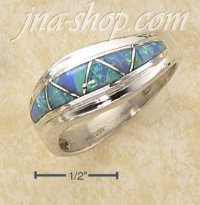 Sterling Silver HP TWIST W/ BLUE LAB OPAL TRIANGLE INLAY RING