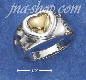 Sterling Silver TWO-TONE HEART ON 11MM HIGH POLISH TAPERED BAND