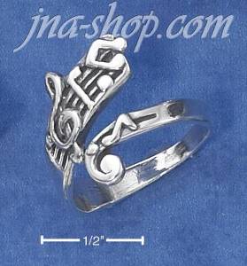 Sterling Silver ADJ MUSIC NOTES RING