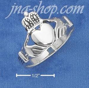 Sterling Silver LARGE ANTIQUED CLADDAGH RING (4-13)