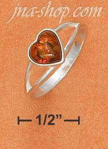 Sterling Silver HONEY AMBER HEART RING