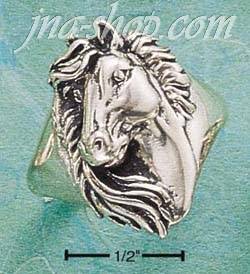 Sterling Silver ANTIQUED HORSEHEAD W/ FLOWING MANE RING SIZES 6-