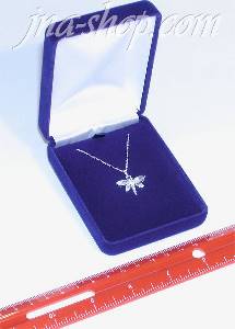 DELUXE BLUE VELVET PENDANT BOX WITH CHAIN SLOTS 2 7/8" x 3" x 1"