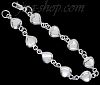 Sterling Silver 7" FLATBACK MOTHER OF PEARL HEART LINK BRACELET