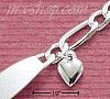 Sterling Silver 7" FIGAROA ID BRACELET W/ PUFF HEART