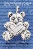 Sterling Silver TEDDY BEAR W/ HEART CHARM