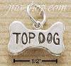 Sterling Silver DOG BONE W/ "TOP DOG" INSCRIBED CHARM