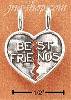 Sterling Silver SMALL ANTIQUED "BEST FRIENDS" 2 PIECE HEART CHAR