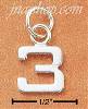 Sterling Silver FINE LINED "3" CHARM Sterling Silver FINE LINED "3" CHARM
