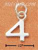 Sterling Silver FINE LINED "4" CHARM Sterling Silver FINE LINED "4" CHARM