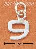 Sterling Silver FINE LINED "9" CHARM Sterling Silver FINE LINED "9" CHARM