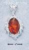 Sterling Silver OVAL CABOCHON GENUINE AMBER PENDANT W/ FANCY SCR