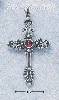 Sterling Silver ANTIQUED OPEN DOT & SCROLL CROSS W/ ROUND GENUIN