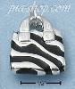 Sterling Silver ENAMEL BLACK ZEBRA STRIPE PURSE W/ CZ HANDLE CHA Sterling Silver ENAMEL BLACK ZEBRA STRIPE PURSE W/ CZ HANDLE CHA