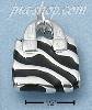 Sterling Silver ENAMEL BLACK ZEBRA STRIPE PURSE W/ CZ HANDLE CHA