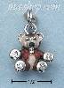 Sterling Silver ENAMEL 3D LITTLE BROWN BEAR W/ CLEAR CZ PAWS CHA