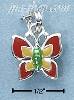 Sterling Silver ENAMEL RED YELLOW & GREEN BUTTERFLY CHARM