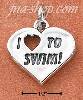 Sterling Silver "I HEART TO SWIM!" HEART CHARM