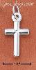 Sterling Silver CONVEX CROSS WITH LINES TO CENTER CHARM