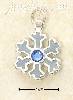 Sterling Silver ENAMELED SNOWFLAKE CHARM WITH BLUE CRYSTAL Sterling Silver ENAMELED SNOWFLAKE CHARM WITH BLUE CRYSTAL