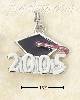 Sterling Silver RHODIUM PLATED ENAMEL 2005 WITH GRADUATION CAP C Sterling Silver RHODIUM PLATED ENAMEL 2005 WITH GRADUATION CAP C