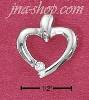 Sterling Silver OPEN HEART PENDANT WITH CZ AT BOTTOM Sterling Silver OPEN HEART PENDANT WITH CZ AT BOTTOM