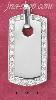 Sterling Silver LARGE HIGH POLISH DOG TAG PENDANT WITH CZ BORDER Sterling Silver LARGE HIGH POLISH DOG TAG PENDANT WITH CZ BORDER